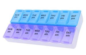 lot 4069 image: 7 Day Weekly AM PM Pill Organizer, ShysTech Large Pill Case Pill Box for Pills Vitamin Supplements Medication (PurpleBlue)