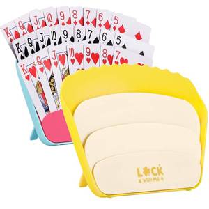 lot 4074 image: Prudiut 2 PCS Card Holders for Playing Cards, Playing Card Game Holders Tabletop Stand Cards Holder for Adults Seniors Poker Cards Game Accessory