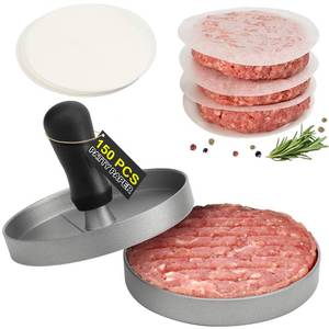 lot 4078 image: TACGEA Burger Press 150 Patty Papers, Non-Stick Hamburger Patty Maker with Wax Paper, Aluminum Burger Maker for Kitchen BBQ Grill