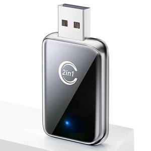 lot 4103 image: Wireless Carplay Adapter for iPhone, Convert Wired Car play to Wireless, 2 in 1 Plug and Play Mini CarPlay and Android Auto Adapter for iOS 10 Android 11 and Above, Cars with Built-in Carplay (Silver)