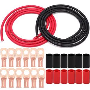 lot 4115 image: Taukealugs 6 AWG Gauge Wire UL1015 Battery Power Tinned Oxygen Free Copper OFC Welding Cable Boat Inverter Red Black Total 13.1FT and Lugs Terminal Connectors with Heat Shrink Tube