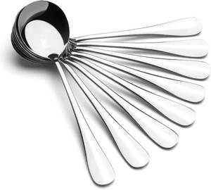lot 4118 image: Soup Spoons, Wholesale Spoons Silverware, Round Stainless Steel Spoon Set of 8