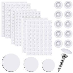 lot 4141 image: Eersida 100 Pcs Screw Covers Plastic Self Tapping and 580 Pieces Self Adhesive Furniture Screw Hole Cover Stickers for Wood Furniture(White)