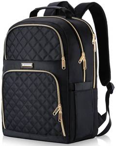 lot 4148 image: Kuosdaz Backpacks for Women, Cute School Backpack for Teen Girls, 15.6 Inch Quilted Laptop Backpack, Large Bookbag for Middle School Students, College Back Pack for Teacher, Black