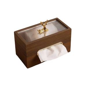 lot 4151 image: Multibey Wood Tissue Box Cover - Rectangular Tissue Holder with Frosted Lid, Wooden Tissue Box Cover Cube for Bathroom, Bedroom, Dinner Table, Office,Kitchen