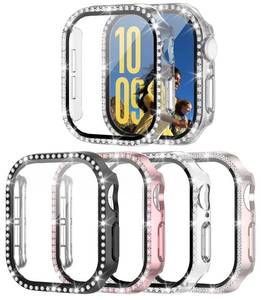 lot 4159 image: 4 Pack Bling Case for Apple Watch Series 11 (2025) Series 10 42mm, Glitter Rhinestone Diamonds Protective Case with Tempered Glass Screen Protector Cover for iWatch Series 1110 42mm for Women