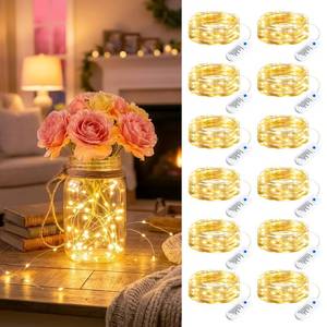 lot 4169 image: Minetom 12 Pack Fairy Lights Battery Operated String Lights 8 Modes, 7ft 20LED Warm White Waterproof Silver Wire Twinkle Lights, Firefly Starry Moon Lights for Mason Jars DIY Christmas Wedding Party