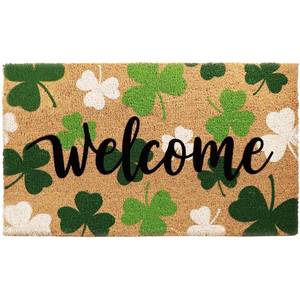 lot 5391 image: Liengoron St. Patricks Day Welcome Door Mat 29.5 x 16.5 inch Green White Shamrock Clover Decorative Doormat Entrance Non-Slip Irish Lucky Shamrock Door Mat for Home Indoor Outdoor