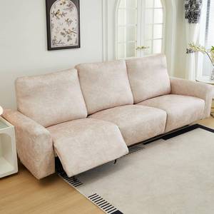lot 5394 image: vctops Vintage Leather Look Stretch Recliner Sofa Covers 8-Pieces Water Resistant Reclining Couch Covers Non Slip Sofa Slipcovers Soft Furniture Protector for Dogs Cats (Beige,3 Seater)