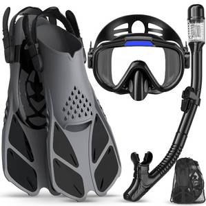 lot 5395 image: Ubekezele Snorkeling Gear for Adults Men Women,4 in 1 Snorkel Set with Panoramic View Diving Mask Anti-Fog Anti-Leak,Dry Top Snorkel,Fins and Travel Bag for Swimming,Snorkeling and Travel Diving