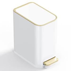 lot 5396 image: GibHerz Small Bathroom Trash Can with Lid Soft Close, 5L  1.3 Gallon Slim Garbage Can with Removable Inner Bucket, Step Stainless Steel Trash Bin for Office, Bathrooms, Bedroom, Living Room (White)
