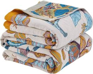 lot 5399 image: Boho Throw Blanket for Bed 100% Cotton Bohemian Blankets Ultra Soft Woven Muslin Decorative Blankets All Seasons Vintage Quilt Knitted Blanket for Sofa Chair(Beige, 50x60)