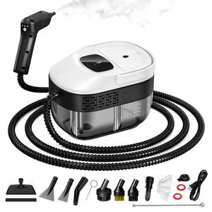 lot 5409 image: Pressurized Handheld Steam Cleaner 2500W, 54oz Large-Capacity Steamer with 3-Level Adjustable Steam, 15s Heat-Up & 15Pcs Accessories �� for Car, Tile, Grout, Couch, Floor, Bed, Dirt, Furniture