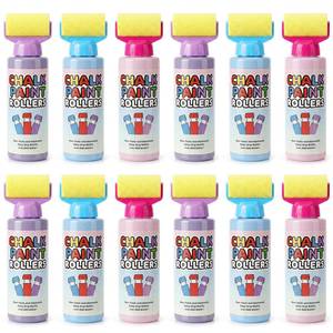 lot 5412 image: Eaasty 12 Pcs Roller Sidewalk Paint Set Washable Powdered Chalks Mix in Water Paint Rollers 3 Colors Kids Outdoor Art Toy for Driveway Sidewalk Chalkboard