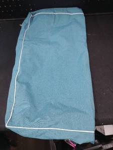 lot 5414 image: Blue Outdoor Chair Cushion with White Trim set of two