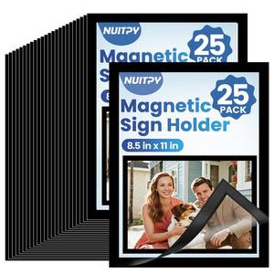 lot 5419 image: NUITPY 25 Pack Magnetic Sign Holder, 8.5in x 11in Self Adhesive Wall Mount Magnetic Document Holder, Magnetism Border Sign Holder with Transparent PVC Front Cover