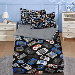 lot 5425 image: Nesker Zipper Bedding Twin Retro Colorful Gamepad Zip Up Bedding Set for Boys and Kids, Gaming Controller 3 Pcs Comforter Bed in a Bag with Fitted Sheet and 2 Pcs Pillowcases