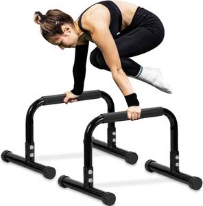 lot 5429 image: TABEKE Push Up Bar, 14 High Steel Parallettes & Dip Bar with Full Coverage Foam Handle, Heavy-Duty Calisthenics Parallel Bars for L-Sit, Dips, Home Gym Strength Training Workout