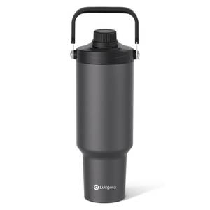 lot 6009 image: Luxgola 40 oz Insulated Tumbler, Double Wall Vacuum Stainless Steel Cup with Handle and Spout Lid, For ColdHot Drinks, Coffee Travel Mug for Car HolderHomeOfficePartyCamping (Carbon Grey-1 Pack)