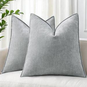 lot 6011 image: decorUhome Summer Couch Euro Sham Throw Pillow Covers 22x22 Set of 2, Decorative Soft Velvet Modern Cozy Chenille Pillow Cases with Elegant Design for Sofa Bed Living Room Home Decor, Ultimate Gray