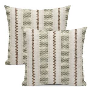 lot 6015 image: Yxuiyal Boho Pillow Covers 16x16 Set of 2 Sage Green Brown Stripes Throw Pillow Covers Outdoor Decorations Modern Abstract Decorative Pillowcase Farmhouse Linen Cushion Case Decor for Home Couch Sofa