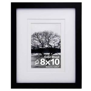 lot 6026 image: Egofine 8x10 Picture Frame Made of Solid Wood Covered by Plexiglass, for Pictures 4x6 or 5x7 with Mat or 8x10 Without Mat, Table Top Display and Wall Display Photo Frame, Black