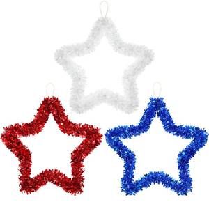 lot 6029 image: Chuangdi 3 Pcs 4th of July Wreath 250th Anniversary Decoration for Front Door, 11.8 Inch Patriotic Red White Blue Star for Independence Day Wall Window Home Hanging Veterans Memorial Day Party Supply