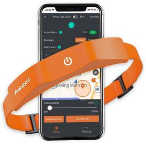 lot 6035 image: GPS Electric Dog Fence with Free App, Wireless Fence System with Training Collar, Portable for Outdoor Use, Rechargeable Waterproof Flexiable Collar, Adjustable of Dogs (Orange)