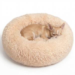lot 6039 image: Tiny Dog Bed 15 Inch for Extra Small Dogs,Washable Puppy Bed,Soft Faux Fur Calming Donut Bed for Chihuahua Yorkie Maltese Pomeranian,Light Brown