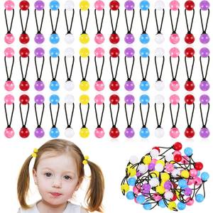 lot 6044 image: A36 Pieces Hair Ties Balls Ponytail Holders Colorful Twin Bead Ponytail Balls 80s 90s Elastic Hair Accessories for Baby Kid(12 mm, Multicolor)