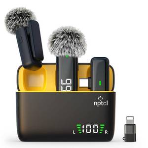 lot 6063 image: NPTCL Wireless Lavalier Microphone for iPhone Android Phone - USB Type C Mini Microphone with 24H Charging Case Noise Reduction for Video Recording Vlog YouTube TikTok