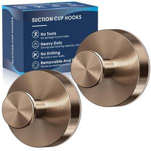 lot 6084 image: MOTAIPEAK Suction Cup Hooks for Shower,2Pcs Shower Towel Suction Hooks,No Drill Towel Hooks for Bathroom Wall,Kitchen,Glass,Mirror,Tile to Hang Towels,Robes,Loofah-Champagne Bronze