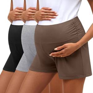 lot 6090 image: Oakgarden 3 Pack Womens Maternity Shorts Over Belly Pregnancy Shorts Comfy Lounge Pajama Workout Maternity Clothes(Army Green, Light Gray, Black,Medium)