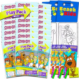 lot 6091 image: Scooby Doo Birthday Party Favors Set - Bundle with 24 Warner Bros Scooby Doo Play Packs  Mini Coloring Books, Stickers, Door Hanger for Goodie Bags (Scooby Doo Party Supplies)