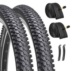 lot 6469 image: A26-inch Mountain Bike Tires Set Hycline 2-Pack 26x1.95 inch (54-559mm) Folding Replacement Puncture-Resistant Bicycle Tires and Pair 26-inch Inner Tubes with Tire Levers for MTB Off-Road Bike