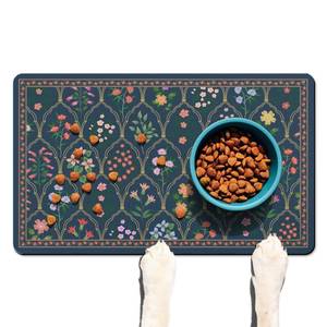 lot 6474 image: Absorbent Pet Dog Bowl Mat for Food and Water, Pet Cat Food Feeding Mat with Non Slip Rubber Backing, Dog Food Mats for Floors Waterproof, 12x20