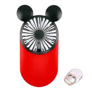 lot 6477 image: DecoLife Cute Handheld Mini USB Fan, Rechargeable Portable Fan, 3 Adjustable Speeds and Wearable Accessories, Pocket Size for Indoor Or Outdoor Activities (Red)