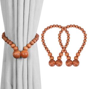 lot 6489 image: KLOGTSIND Magnetic Curtain Tiebacks, Curtain Tie Backs for Curtains 2 Pack, Wood Bead Curtain Tiebacks, Curtain Holders for Boho Bedroom Decor, Baby Nursery Decor, Farmhouse Decor