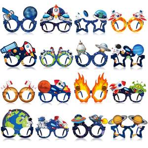 lot 6497 image: Ireer 32 Pcs Space Party Favors Space Party Paper Eyeglasses Astronaut Solar Paper Glasses Supplies Birthday Photo Booth Props Planet Birthday Supplies Decorations