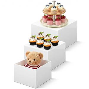 lot 9306 image: kenaeooe 3 Pcs 8 9 10 Inch Large Buffet Risers Food Risers for Buffet Table White Acrylic Cube Display Stands for Dessert Table Display Set for Party, Catering, Jewelry & Collectibles