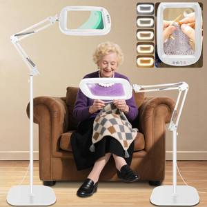 lot 9317 image: 30X 10X Extra Large Floor Magnifying Glass with Light and Stand,7-inch Adjustable Height Floor Magnifying Lamp,2 in 1 Lighted Magnifiers for Close Work, Sewing,Crafts,Hobbies,Reading,White