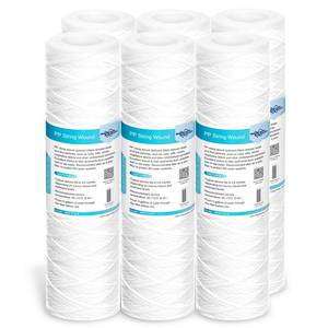 lot 9319 image: Membrane Solutions 20 Micron 10x2.5 String Wound Whole House Water Filter Replacement Cartridge Universal Sediment Filters for Well Water - 6 Pack