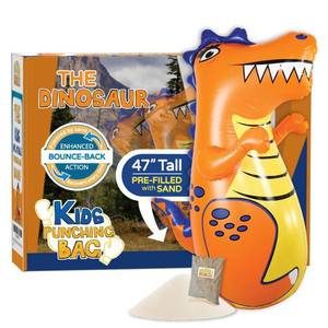 lot 9329 image: INFLATABLE DUDES Dinosaur Toy 47 Inches - Kids Punching Bag  Already Filled with Sand T-Rex  Bop Bag  Inflatable Bopper  Punching Bag for Kids  Dinosaur Party Decorations  Boxing - (Rex)