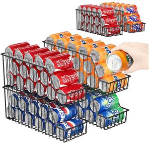 lot 9337 image: 4-Tier Stackable Can Rack Organizer for Kitchen Pantry,Max Can Storage Holder,Durable Can Dispenser & Canned Goods Organizer for Fridge,Hold More 44 Cans, for Various Ounces of Canned Food Soda Drinks