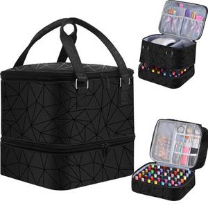 lot 9367 image: FCQQYWZ Nail Polish Organizer Case - Holds 42 Bottles (15ml0.5 fl.oz) and 1 Nail Lamp, Upgraded Double-layer Nail Polish Carrying Case Nail Storage Bag with Handles (Black)