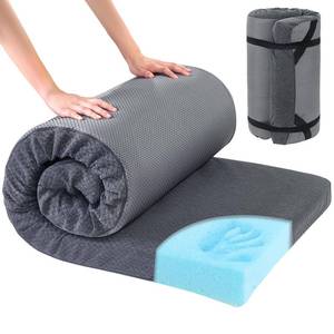 lot 9370 image: HOMBYS Memory Foam Camping Mattress Pad,Portable Sleeping Pad for Adult,Waterproof Cot Mattress,Roll Up Floor Mattress,Foldable Backpacking Travel Bed for Hiking,Guest Bed (Grey, COT 72x24x3)
