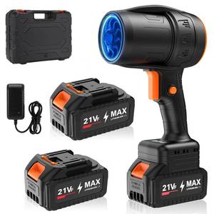 lot 9375 image: Handheld Electric Cordless Leaf Blower �� 500,000RPM Mini Turbo Jet Blower with 2�4.0Ah Batteries & Charger, Lightweight for Patio, Lawn, Garage Cleaning (Black)
