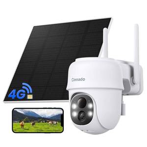 lot 9379 image: Cinnado 4G LTE Cellular Security Camera-No WiFi Outdoor Camera Wireless with 5W Solar Panel, 2K 360° Color Night Vision, PIR Motion, TF Card Storage, Works with Alexa, SIM Card Included, B6 4G 1P