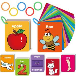 lot 10453 image: Torlam Toddler Flash Cards Baby Cognitive Flashcards for Kids, Learning Alphabet, Numbers, Shapes & Colors, Animals, First Words, Body Parts, Foods, Preschool Kindergarten Activities Educational Toys