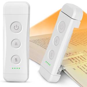 lot 10458 image: Glocusent USB Rechargeable Book Light for Reading in Bed, Portable Clip-on LED Reading Light, 3 Amber Colors & 5 Brightness Dimmable, Compact & Long Lasting, Perfect for Book Lovers